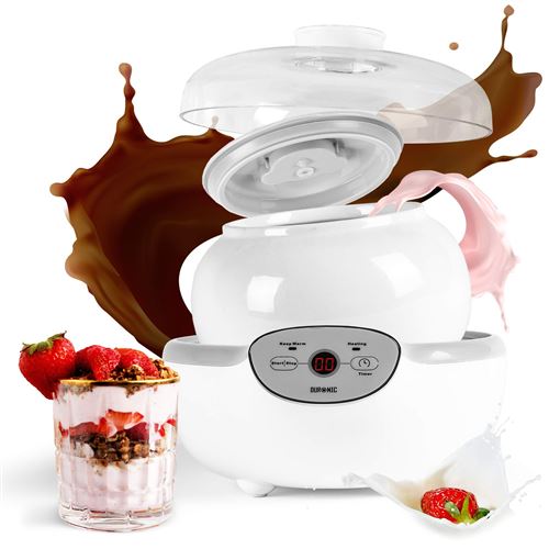 Duronic YM1 Yaourtière électrique avec écran numérique et 1 pot en céramique de 1500 ml - Parfait pour préparer des yaourts, sauces et desserts lactés faits-maison