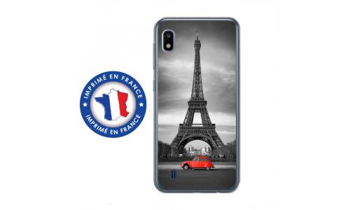 Coque souple pour Samsung Galaxy A10 avec impression Motifs Paris et 2CV rouge
