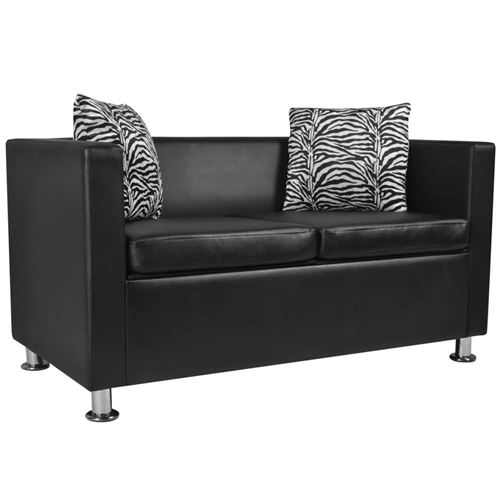 vidaXL Canapé à 2 places Cuir synthétique Noir