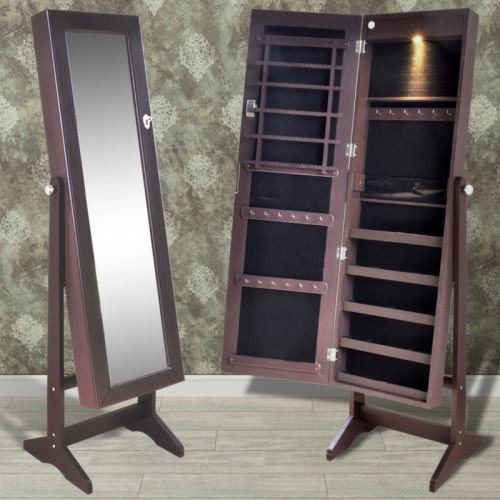 Armoire à bijoux miroir éclairage marron
