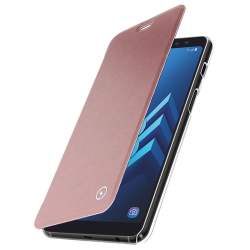 Housse Galaxy A8 Plus Etui Clapet Portefeuille Coque Crystal Muvit Rose Gold