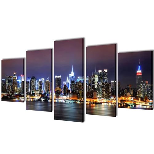 Canvasdoeken kleurrijke New York skyline 100 x 50 cm