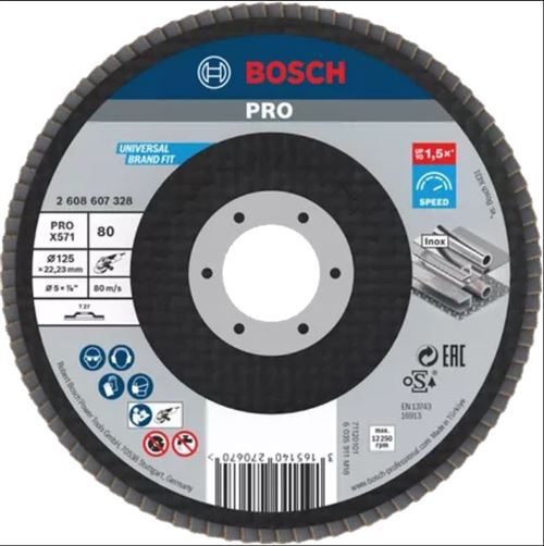 Plateau à Lamelles X571 Plat Diamètre 125Mm G80 - Bosch - 2608607328