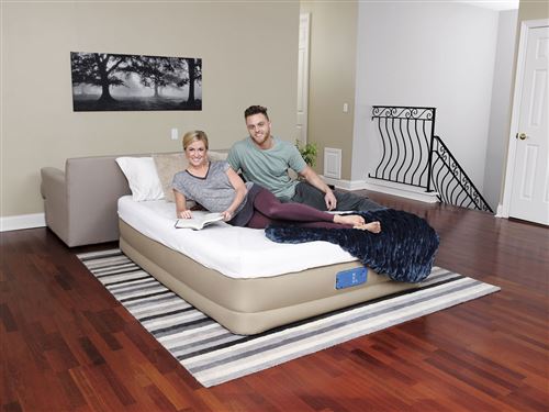 matelas gonflable alwayzaire queen- regonflage auto - 152 x 203 x 43 cm + pompe électrique intégrée