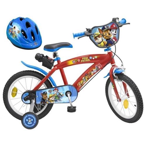 Patpatrouille Velo 16 + Casque - Enfant - Rouge Et Bleu