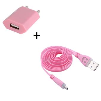 Pack Chargeur Pour Motorola Moto G5 Plus Smartphone Micro Usb Android Connecteur Couleur Rose Pale Shot Case Cable Smiley Led Prise Secteur Usb Ensemble De Chargeurs High Tech