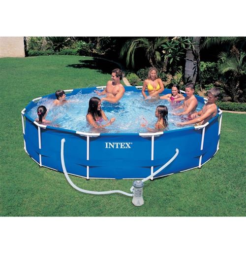 Kit piscine tubulaire 3m66 x H 0.76 cm en métal ronde - Epurateur à cartouches inclus - Intex