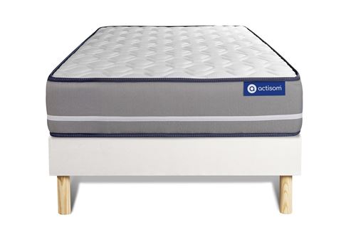 Ensemble matelas &agrave; m&eacute;moire ACTIMEMO PUR 90x190cm 3zones de confort + sommier KIT blanc 