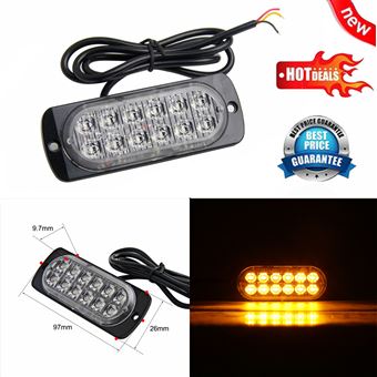 Lot De 2 Feux Stroboscopiques LED Ambre 12 LED - 12V/24V IP67 | Pour Voiture, Moto, Camion, Avertissement Urgence