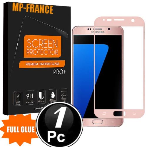 Samsung Galaxy S7 Vitre protection d'ecran en verre trempé incassable protection integrale Full 3D Tempered Glass FULL GLUE - [X1-Rose]