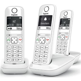 Gigaset AS690 Trio - Téléphone sans fil avec ID d'appelant - ECO DECT\GAP - blanc + 2 combinés supplémentaires