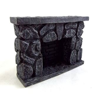 Dollhouse Miniature Rustic Fieldstone Fireplace - 1