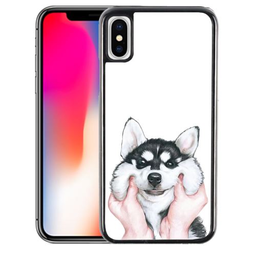 Coque pour iPhone XS chien husky joues
