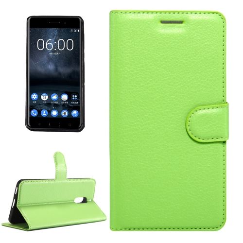 Nokia 6 Housse Etui Cuir PU Texture Litchi Vert ALS54519