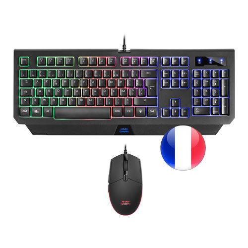 Ensemble Gaming RGB Mars Gaming MCP100FR Clavier H-Mech et Souris 3200DPI, Français