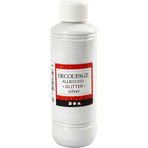 Creotime colle de découpage laque pailletée argent 250 ml