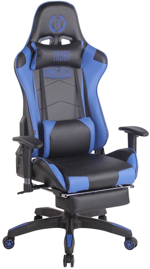 Fauteuil de bureau Turbo XL en similicuir , Noir / Bleu/Similicuir