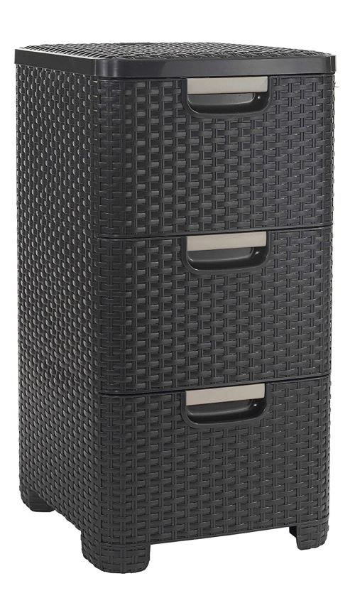 Curver 206313 Tour de Rangement Style Aspect Rotin Polypropylène 3 x 14 L