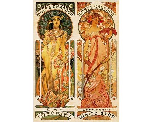 Puzzle 1000 Pièces : Mucha Alphonse - Moët et Chandon : Crémant Impérial, DToys