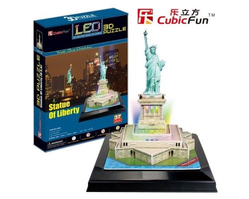 Puzzle 37 Pièces : Puzzle 3D Avec Led - Statut De La Liberté, Cubic Fun