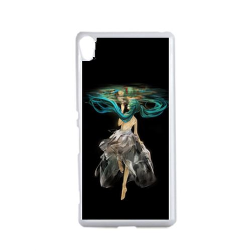 Coque Manga Fille Cheveux Bleu Compatible Sony Xperia X Transparent
