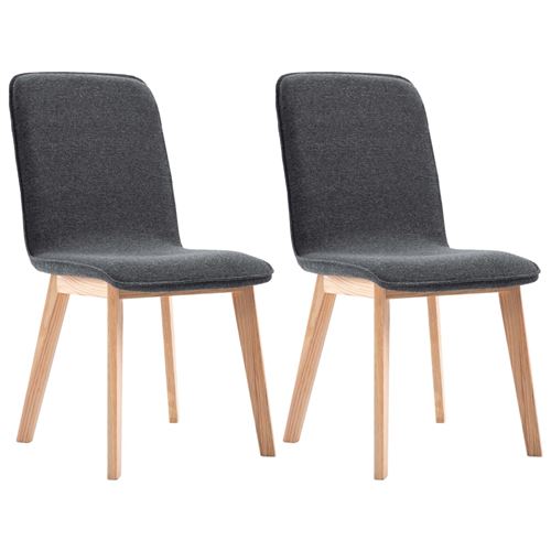 vidaXL 2 pcs Chaises de salle à manger Gris Tissu et chêne massif