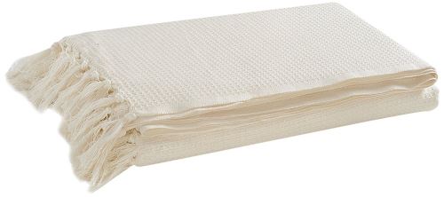 EliteHomeCollection Plaid en coton gaufré Ivoire 228 x 254 cm