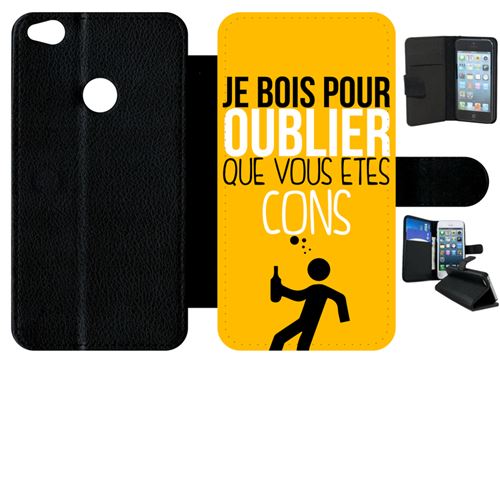 Etui à rabat huawei p8 lite 2017 modèle 2017 je bois pour oublier que vous etes con 5