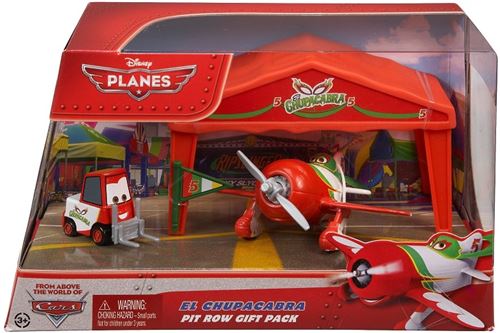 Disney planes 2 : avion rouge et blanc el chupacabra - garage - stand de course pack 4 n°y5739