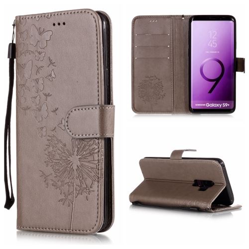Galaxy S9+ Housse Etui Cuir Pu Pissenlit Gris Als89579