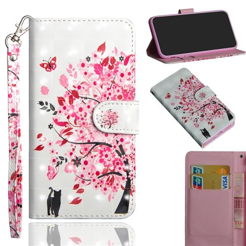 Etui en PU motif décoratif de points lumineux arbre fleuri pour votre Google Pixel 3 XL