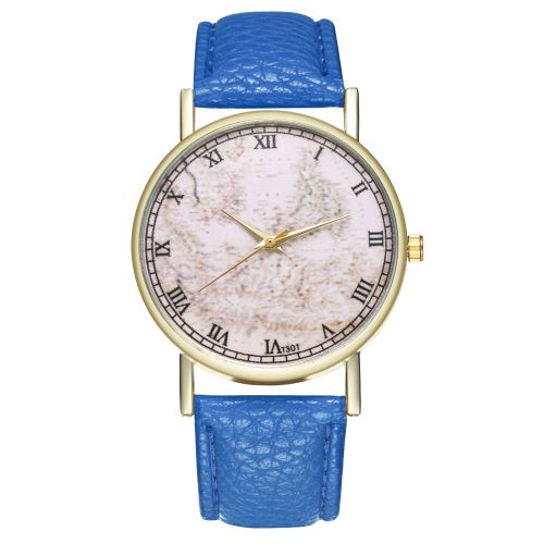 Montre de cadeau de mariage d'anniversaire classique simple pour homme et femme Montre à quartz T301-ABleu foncé