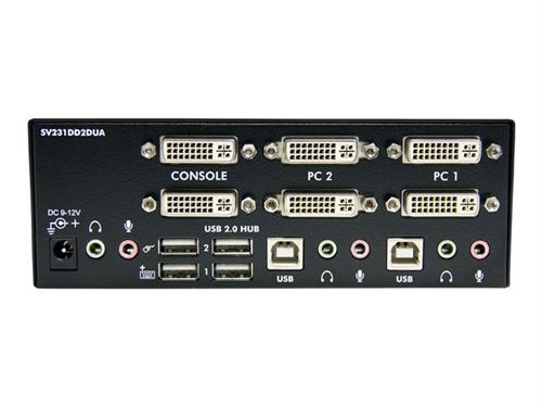 StarTech.com Commutateur KVM USB et double DVI à 2 ports avec audio et hub USB 2.0 - Switch écran clavier souris - Commutateur écran-clavier-souris/audio/USB - 2 x KVM / audio / USB - 1 utilisateur local - de bureau - pour P/N: IM12D1500P, SVA12M2NEUA,