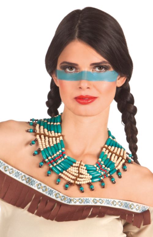 Boland collier perles indiennes 50 cm polyester marron/bleu