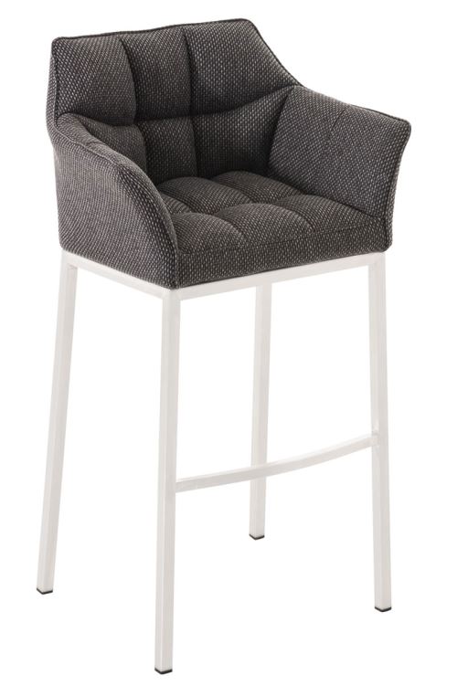 Tabouret de bar Damaso en Tissu avec 4 pieds , Gris titane/Blanc
