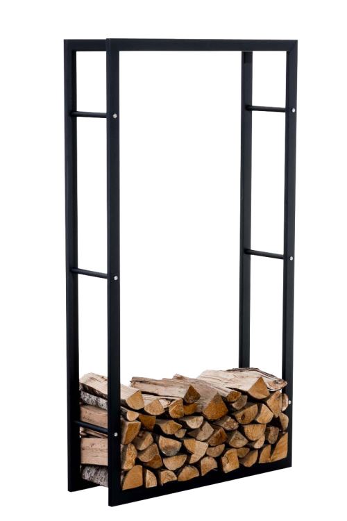 Porte-Bûches pour cheminée Keri en Métal Noir , 25x80x150 cm