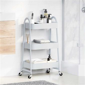 Chariot de rangement à 3 niveaux Rose 42 x 41,5 x 77 cm Acier vidaXL | Leroy Merlin