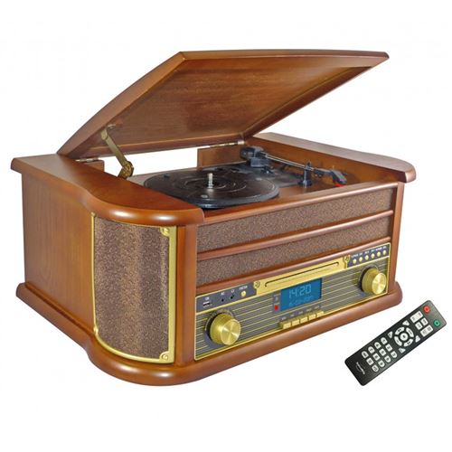 Non Communiqué Chaînes Hifi Inovalley Retro29-E Vinyle Style Rétro Bluetooth, Cd, K7 Audio, Fm, Usb + Télécommande