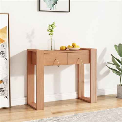 vidaXL Table console 90x35x75 cm Bois de teck solide