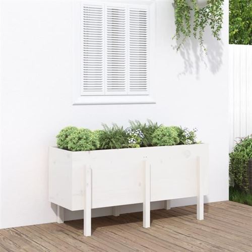Vidaxl Blanc Lit Surélevé De Jardin 121X50x57 Cm Bois De Pin Massif 825227 - Image 3
