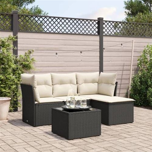 VIDAXL  Salon de jardin 5 pcs - Noir R&eacute;sine Tress&eacute;e
