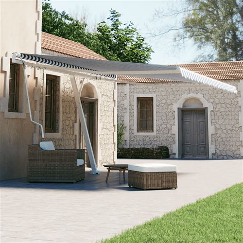 vidaXL Auvent automatique sur pied 450x300 cm Bleu/Blanc