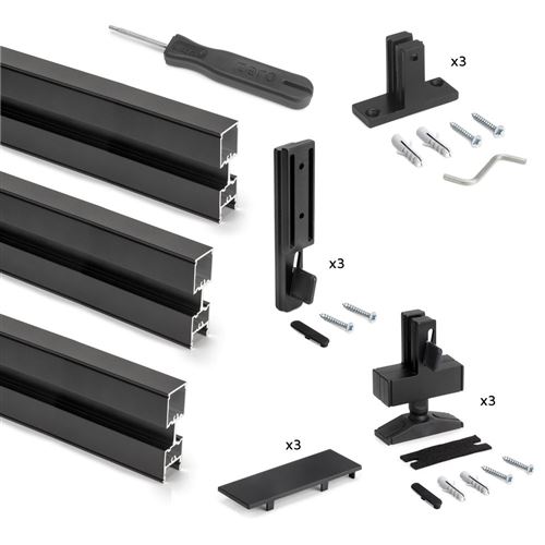 Emuca Noir Kit Structure Modulaire Zero Pour Ferrures Et Profils, Montage Sol Et Mur, Triple, - Image 3