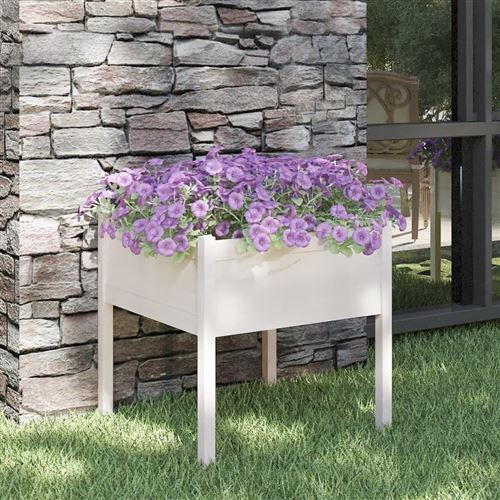 Vidaxl Blanc Jardinière D'extérieur 70 X 70 X 70 Cm Bois De Pin Massif - Image 3
