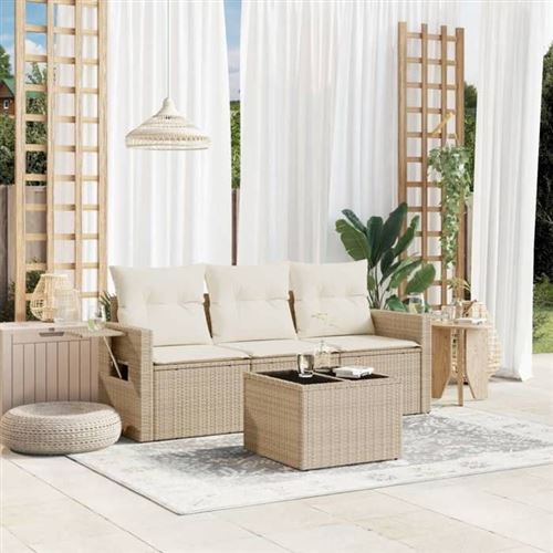 Non Communiqué Beige Salon De Jardin Modulable Vidaxl Rotin 4 Pieces X 62 X 69 3 Personnes