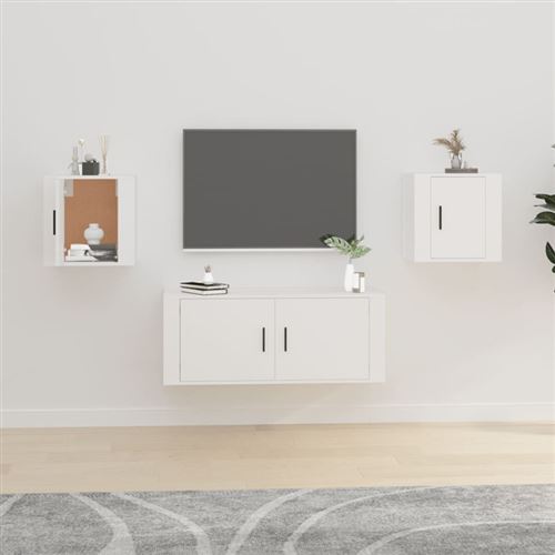 VIDAXL - Meuble TV Mural - 40x34,5x40 cm - Blanc - Image 2