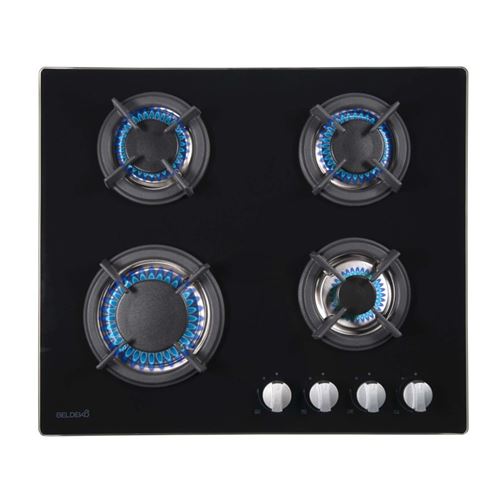 Beldeko Noir Plaque Gaz 4 Feux 7500W Gaz Bouteille Verre - Marque Française - Image 2