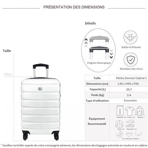 David Jones Valise Cabine Rigide David Jones 55 cm pas cher