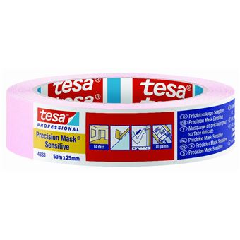tesa PRECISION SENSITIVE 04333-00018-02 Bande de masquage Präzisionskrepp® rose clair (L x l) 50 m x 25 mm - 1
