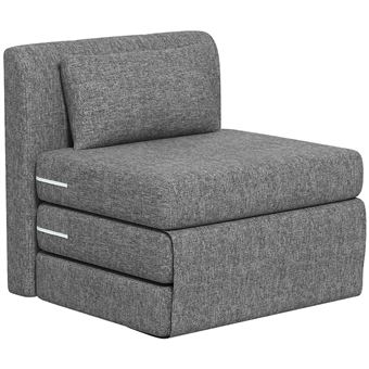 HOMCOM Chauffeuse Canapé-lit Convertible Fauteuil 1 Place Avec 1 Coussin Avec Dossier Reglable Beige~1sehm8919io00